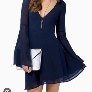 BCX Deep Blue Long Sleeve Dress